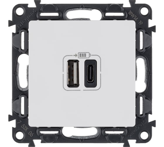 Зарядное устройство Legrand Valena Life с 2-мя USB-разьемами тип A-тип бел. Leg 753106