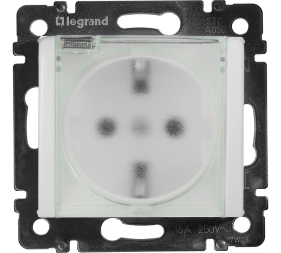 Розетка Legrand с заземлением IP44 Legrand Valena со шторками с защитной крышкой 16А 250В винтовые зажимы белый 695641