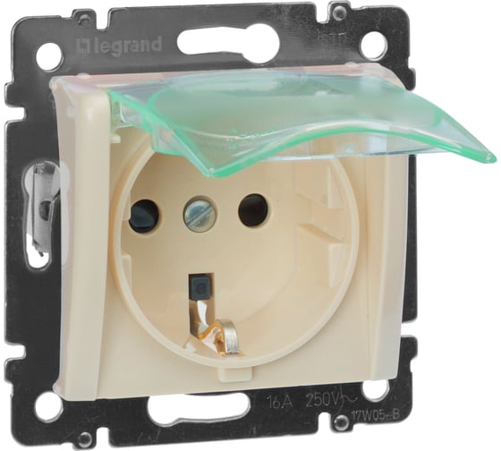 Механизм одноместной розетки Legrand СП Valena 2К+З IP44 с заземл. сл. кость DIY-упак. Leg 695640