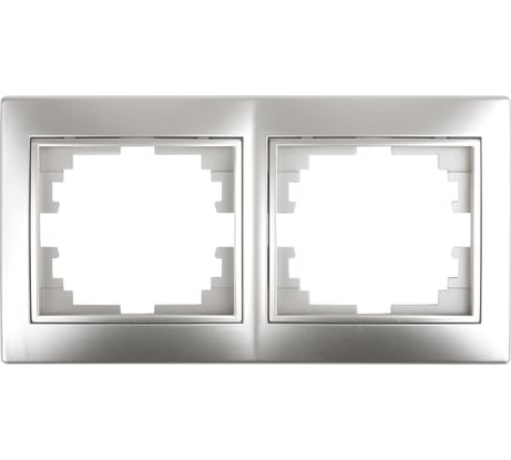 Горизонтальная рамка Intro 150203 на 2 поста, СУ, Plano, алюминий Б0030094