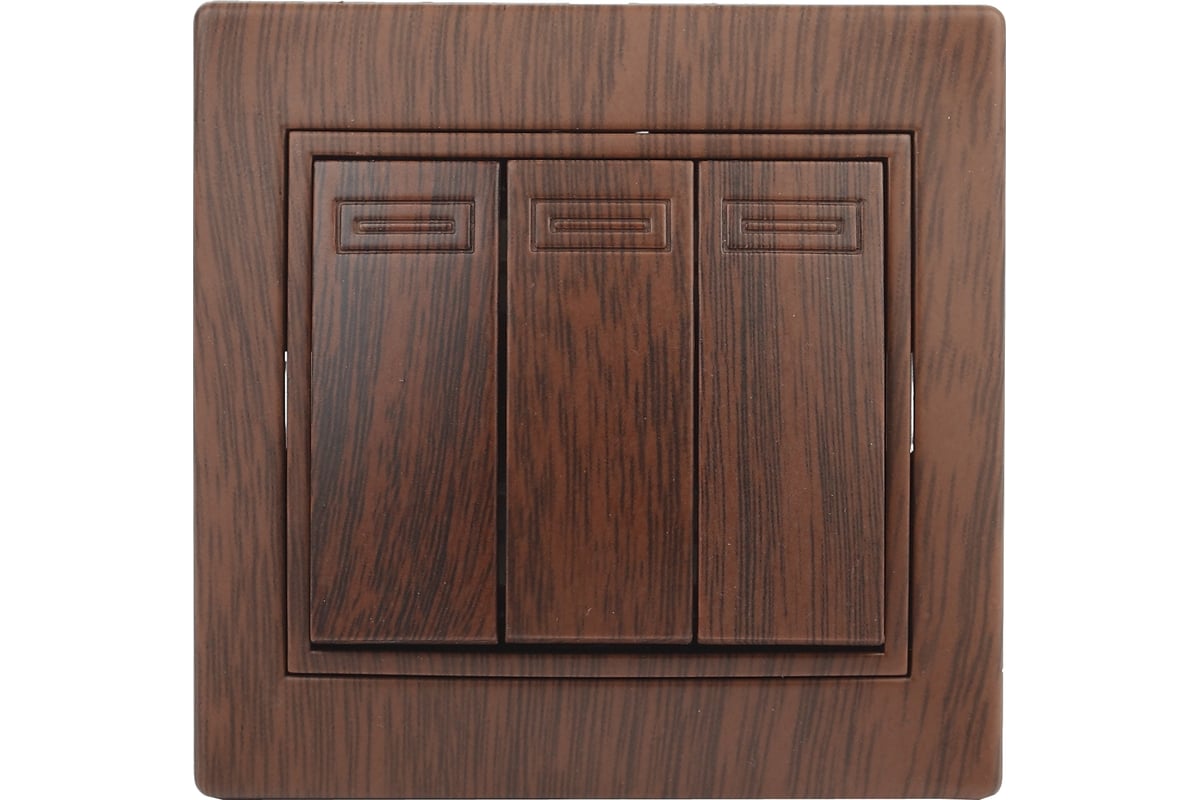 Тройной выключатель Intro 10А, 250В, IP20, СУ, Plano, венге Б0030052 ...