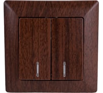 Двойной выключатель с подсветкой Intro 410510 10А, 250В, СУ, Solo, венге Б0043296