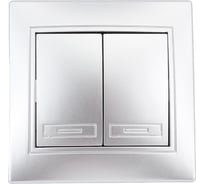 Двойной выключатель Intro 10А, 250В, IP20, СУ, Plano, алюминий Б0030042