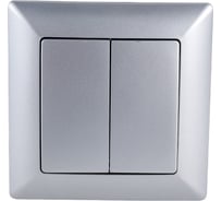 Двойной выключатель Intro 410403 10А, 250В, СУ, Solo, алюминий Б0043286