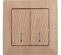 Двойной выключатель с подсветкой Intro 410511 10А, 250В, СУ, Solo, сосна Б0043297