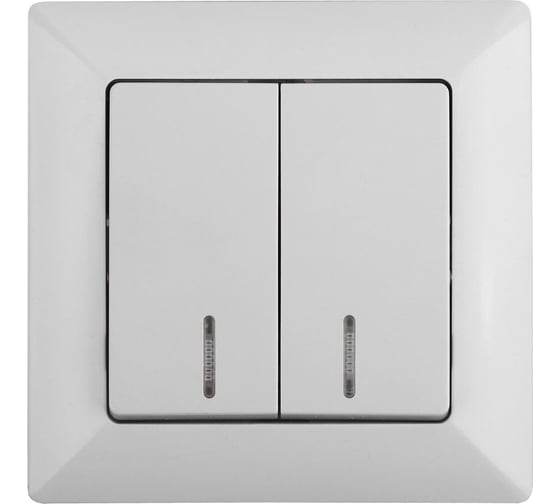 Двойной выключатель с подсветкой Intro 410501 10А, 250В, СУ, Solo, белый Б0043291 1