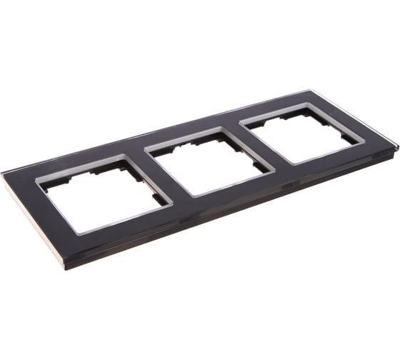 Рамка Smartbuy 3-местная стекло черная Нептун SBE-05b-Glass-FR-3