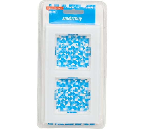 Рамка Smartbuy 2-местная стекло белая Нептун SBE-05w-Glass-FR-2