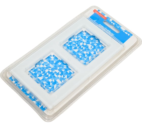 Рамка Smartbuy 2-местная стекло белая Нептун SBE-05w-Glass-FR-2
