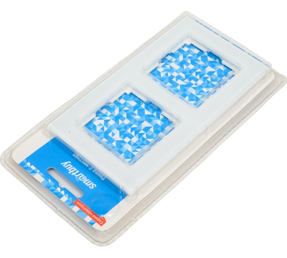 Рамка Smartbuy 2-местная стекло белая Нептун SBE-05w-Glass-FR-2
