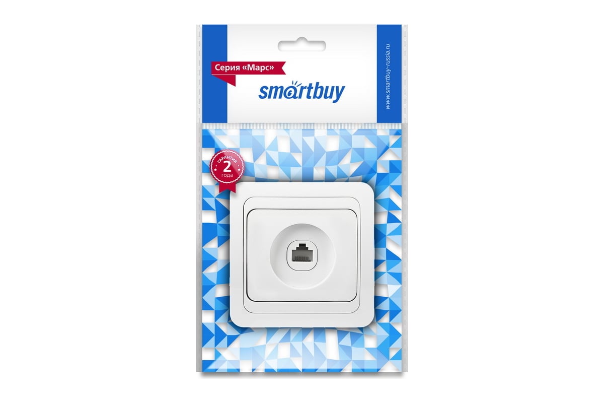 Компьютерная розетка Smartbuy RJ45 1-местная белая Марс SBE-02w-S1-RJ -  выгодная цена, отзывы, характеристики, фото - купить в Москве и РФ