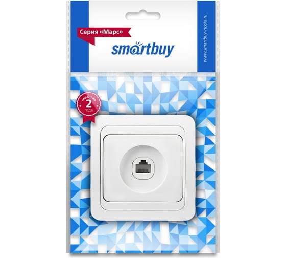 Компьютерная розетка Smartbuy RJ45 1-местная белая Марс SBE-02w-S1-RJ