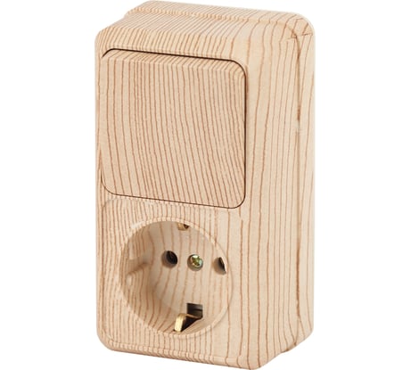 Вертикальный блок: розетка+выключатель Intro 270511 10-16А 250В, IP20, ОУ, Quadro, сосна Б0036168