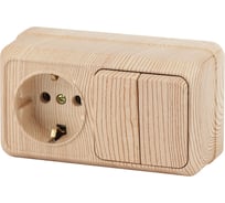 Двойной горизонтальный блок: розетка+выключатель Intro 270211 10-16А 250В, IP20, ОУ, Quadro Б0036156