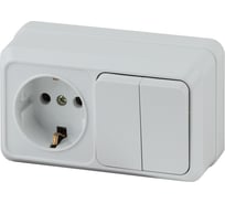 Двойной горизонтальный блок: розетка+выключатель Intro 270201 10-16А 250В, IP20, ОУ, Quadro Б0036153