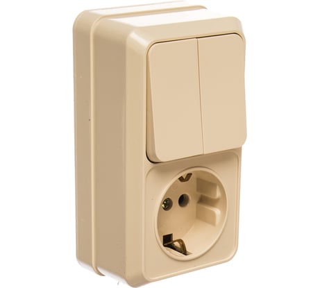 Двойной вертикальный блок: розетка-выключатель Intro 270602 10-16А 250В, IP20, ОУ, Quadro Б0036170