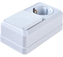 Горизонтальный блок: розетка+выключатель Intro 270101 10-16А 250В, IP20, ОУ, Quadro, белый Б0036149