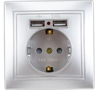 Розетка+USB Intro 141003 IP20, СУ, Plano, алюминий Б0043249