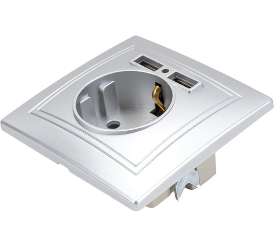Розетка+USB Intro 141003 IP20, СУ, Plano, алюминий Б0043249