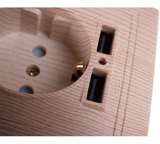 Розетка+USB Intro 141011 IP20, СУ, Plano, сосна Б0043252