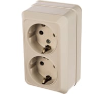 Розетка Intro 220402 2х2PE Schuko, 16А, 250В, IP20, ОУ, Quadro, слоновая кость Б0027656