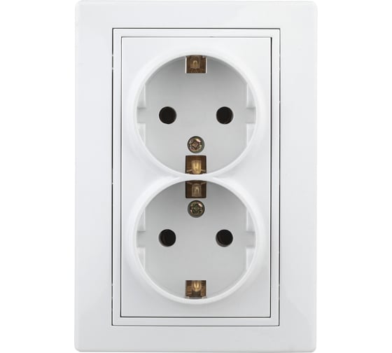Розетка Intro 2х2P+E Schuko,16А, 250В, IP20, СУ, Plano, белый Б0027615