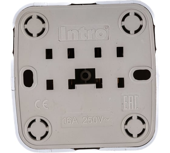 Розетка Intro 320101 2P, 16А, 250В, IP20, ОУ, Polo, белый Б0036097