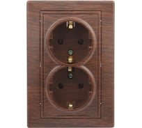 Розетка Intro 2х2P+E Schuko,16А, 250В, IP20, СУ, Plano, венге Б0030072