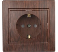 Розетка Intro 2P+E Schuko со шторками, 16А, 250В, IP20, СУ, Plano, венге Б0030076