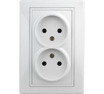 Розетка Intro 2х2P, 16А, 250В, IP20, СУ, Plano, белый Б0027613