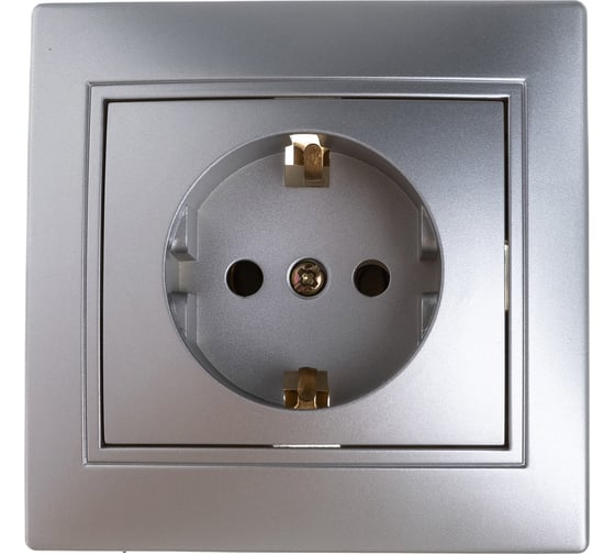 Розетка Intro 2P+E Schuko, 16А, 250В, IP20, СУ, Plano, алюминий Б0030058 1
