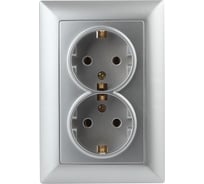 Розетка Intro 420503 2х2PE Schuko,16А, 250В, СУ, Solo, алюминий Б0043335