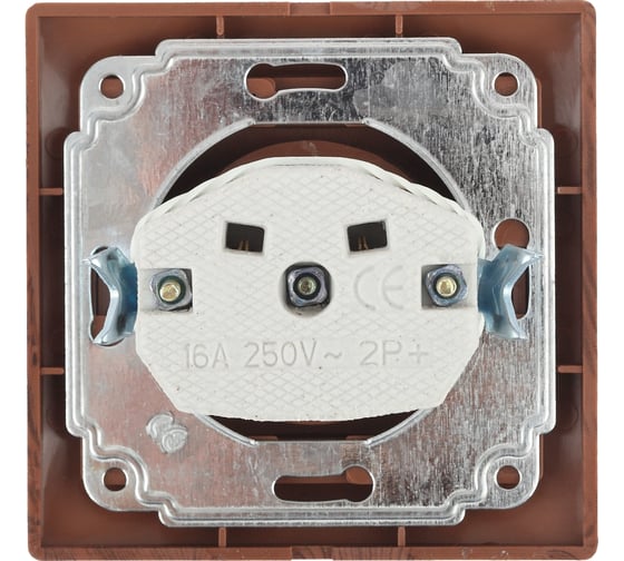 Розетка Intro 2P, 16А, 250В, IP20, СУ, Plano, венге Б0030056