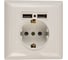 Розетка+USB Intro 441001 PE Schuko со шторками, 16А, 250В 2хUSB, СУ, Solo, Б0043403 2