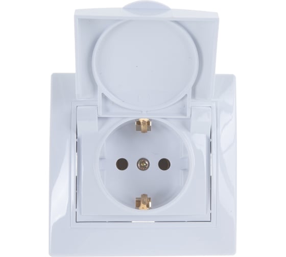 Розетка Intro 2P+E Schuko с крышкой, 16А, 250В, IP20, СУ, Plano, белый Б0027611