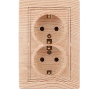 Розетка Intro 2х2PE Schuko,16А, 250В, IP20, СУ, Plano, сосна Б0030073