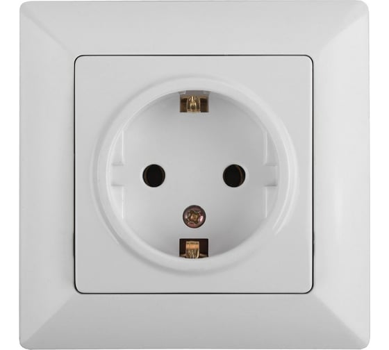 Розетка Intro 420601 2PE Schuko со шторками, 16А, 250В, СУ, Solo, белый Б0043340