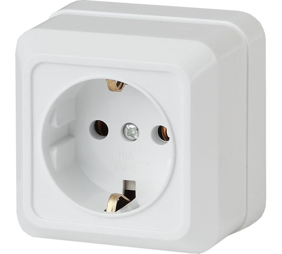 Розетка Intro 2Э20201 2PE Schuko, 16А, 250В, ОУ, б.м.п., Quadro, белый Б0038841 1