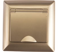 Розетка Intro 420304 2PE Schuko с крышкой, 16А, 250В, СУ, Solo, шампань Б0043322