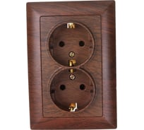 Розетка Intro 420510 2х2PE Schuko,16А, 250В, СУ, Solo, венге Б0043338
