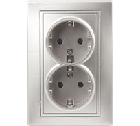 Розетка Intro 2х2PE Schuko,16А, 250В, IP20, СУ, Plano, алюминий Б0030070