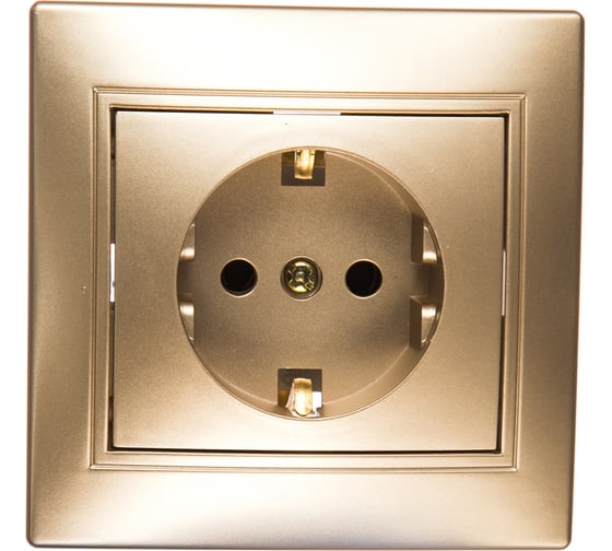 Розетка Intro 2PE Schuko, 16А, 250В, IP20, СУ, Plano, шампань Б0030059
