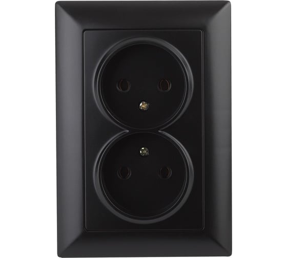 Розетка Intro 420405 2х2P, 16А, 250В, СУ, Solo, антрацит Б0043330 1