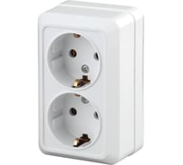 Розетка Intro 2Э20401 2х2PE Schuko, 16А, 250В, ОУ, б.м.п., Quadro, белый Б0038842