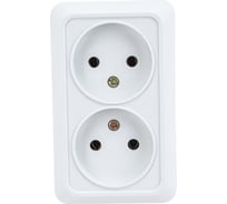 Розетка Intro 2Э20301 2х2P, 16А, 250В, ОУ, б.м.п., Quadro, белый Б0038871