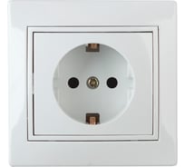 Розетка Intro 2P+E Schuko со шторками, 16А, 250В, IP20, СУ, Plano, белый Б0029845