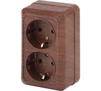 Розетка Intro 220410 2х2PE Schuko,16А, 250В, IP20, ОУ, Quadro, венге Б0030126