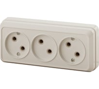 Розетка Intro 220502 3х2P, 16А, 250В, IP20, ОУ, Quadro, слоновая кость 0 Б0036142