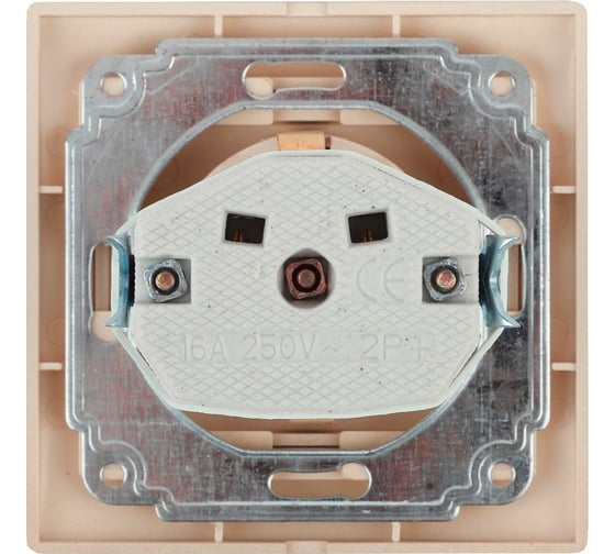 Розетка Intro 2P+E Schuko с крышкой, 16А, 250В, IP20, СУ, Plano, шампань Б0030063