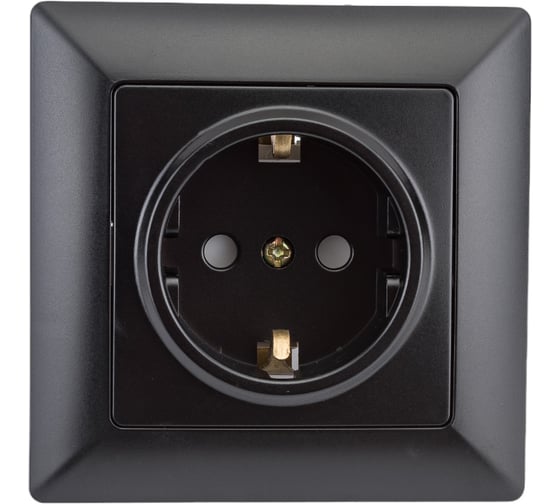 Розетка Intro 420605 2PE Schuko со шторками, 16А, 250В, СУ, Solo, антрацит Б0043344 1